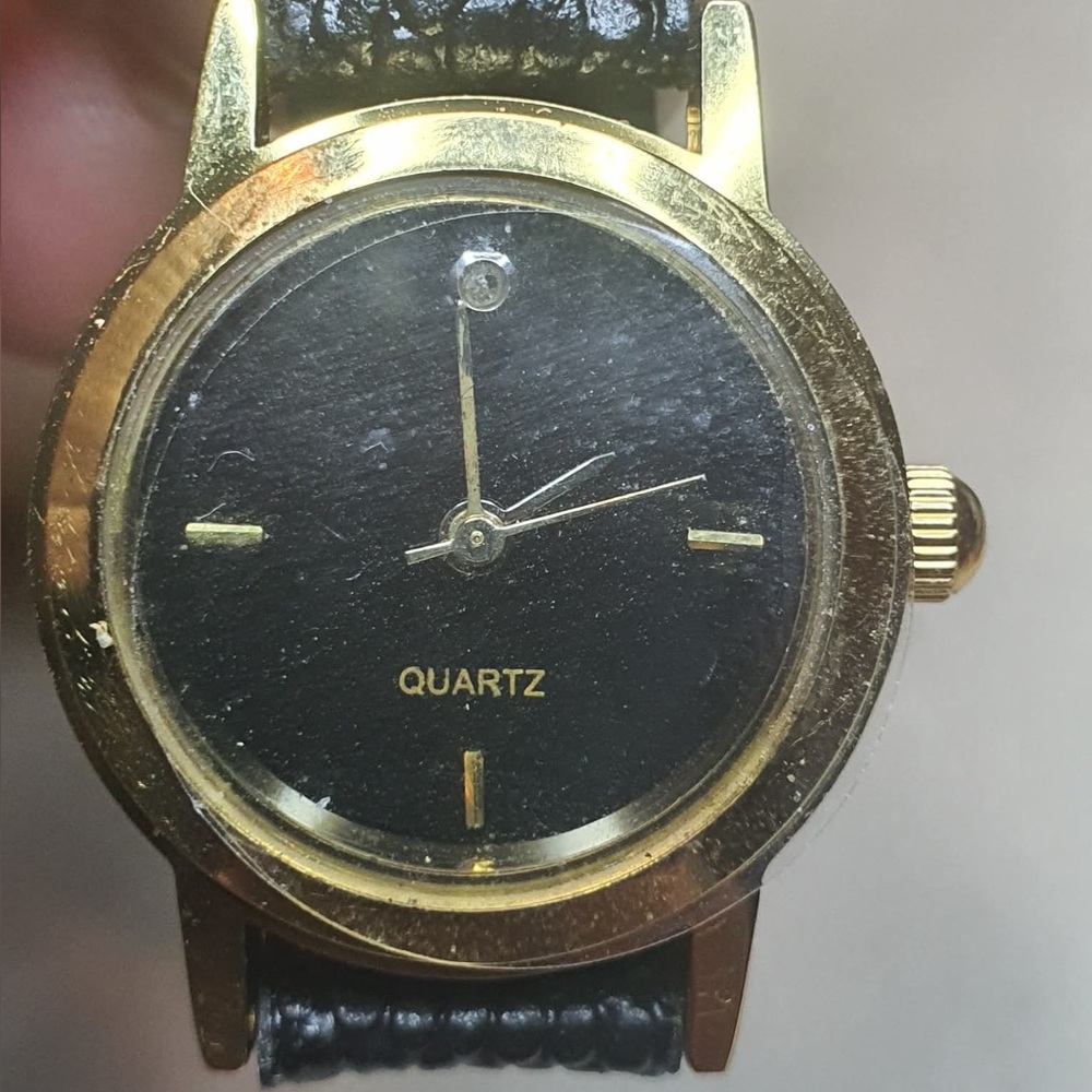 🦋10/$20🦋 SKC Goldtone/Black Diamond Leather Women's Watch